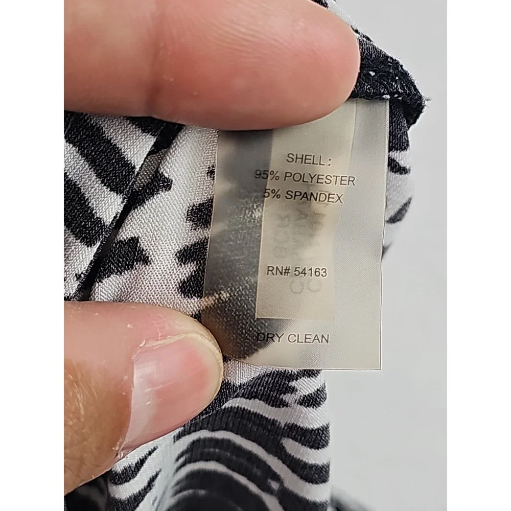 Calvin Klein Jumpsuit Women Size 12 Black & White Print Elastic Waist Drawstring